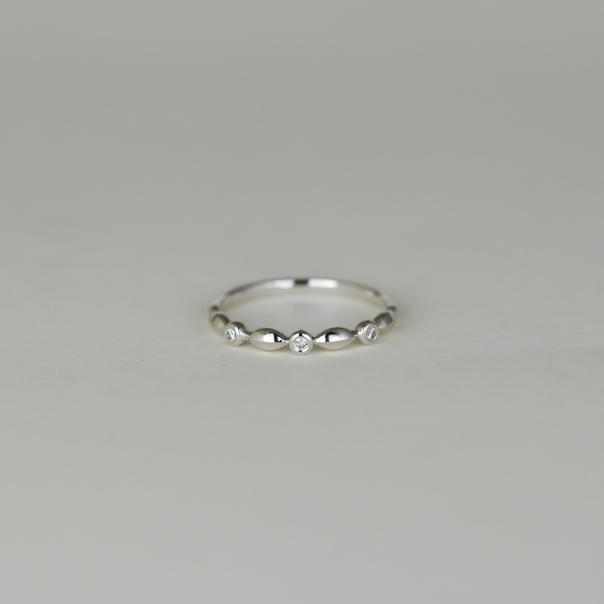 Platinum 0.06ct Rub Set Diamond Stacking Ring Front