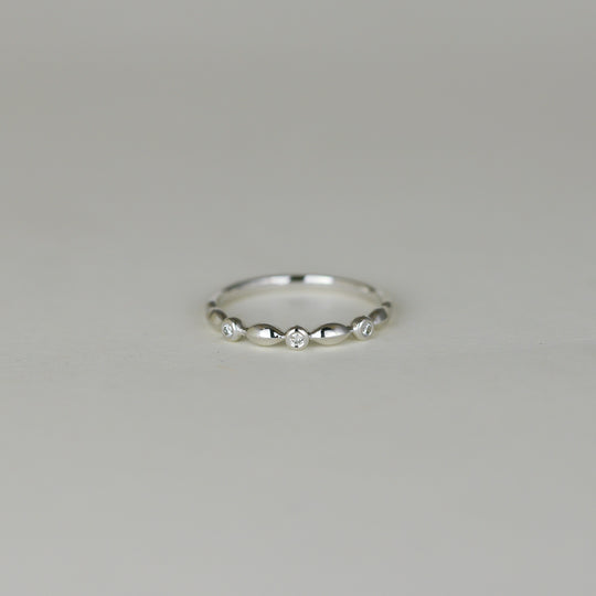 Platinum 0.06ct Rub Set Diamond Stacking Ring Front
