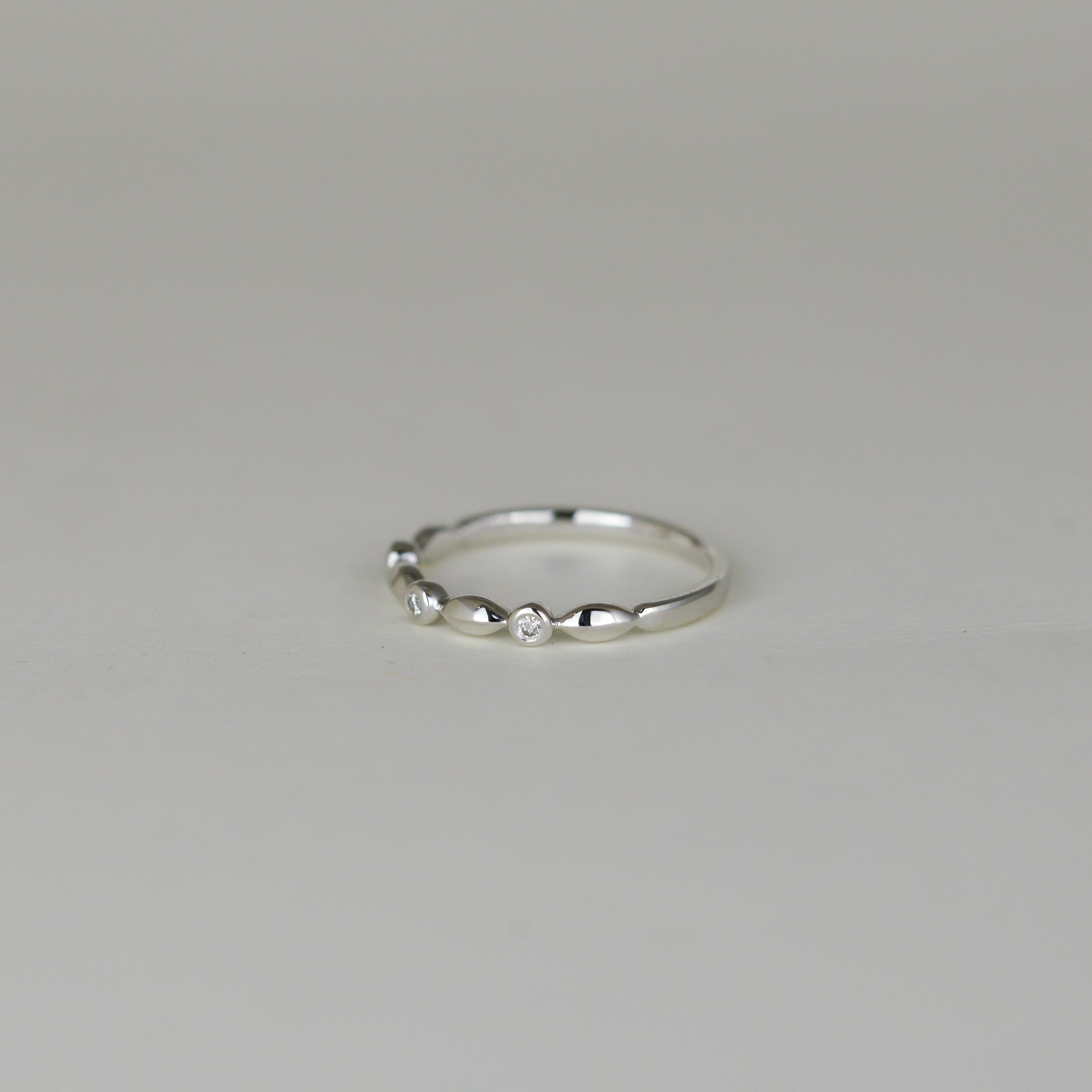 Platinum 0.06ct Rub Set Diamond Stacking Ring Front