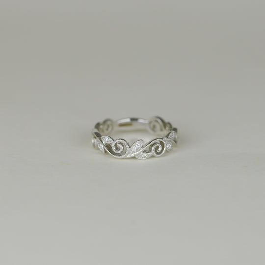 Platinum 0.08ct Scroll & Leaf Eternity Ring