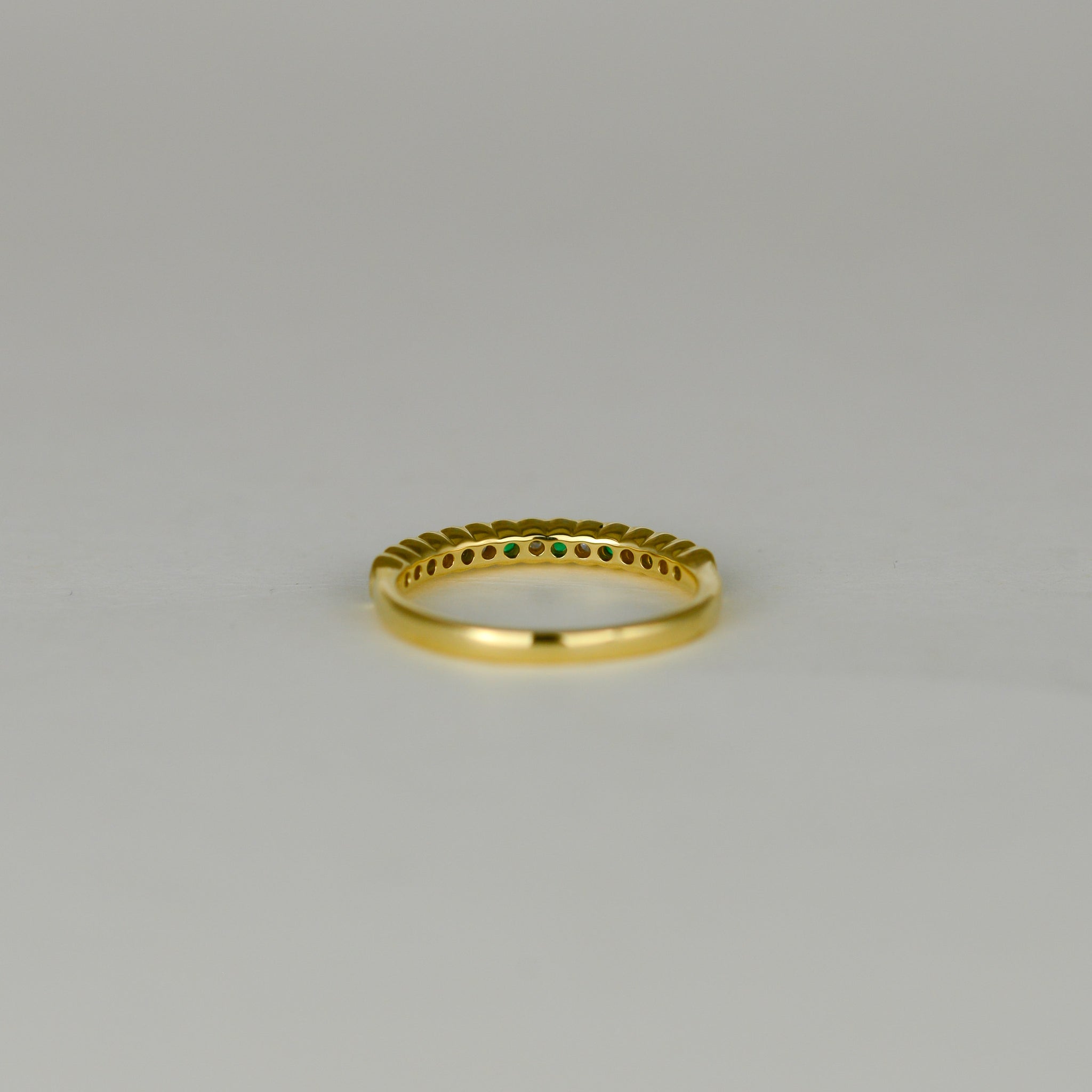 18ct Yellow Gold 0.14ct Round Emerald and Diamond Half Eternity Ring