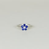 Platinum 0.73ct Round Sapphire and Diamond Daisy Style Cluster Ring Front