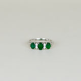 Platinum 1.07ct Oval Emerald and Diamond Dress Ring