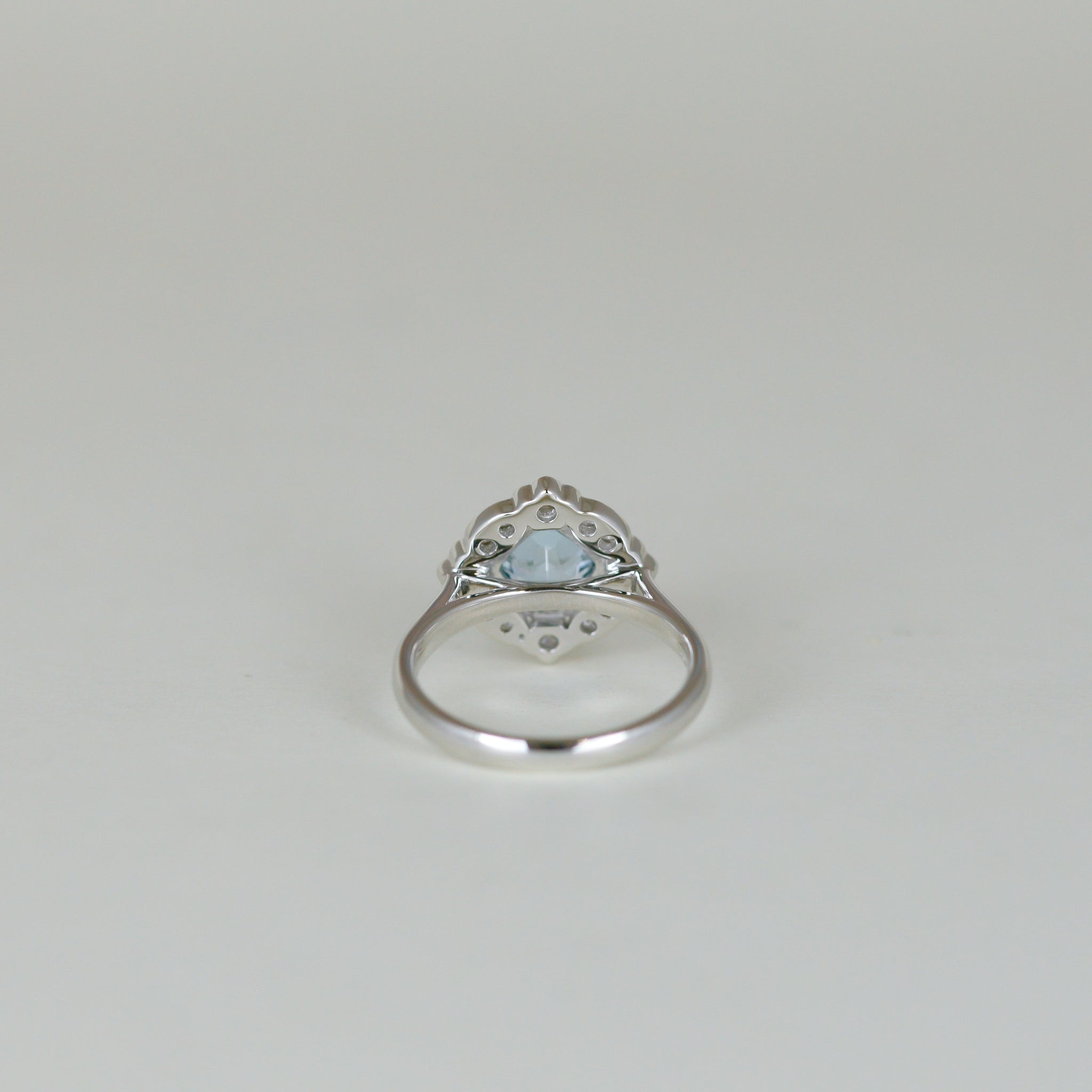 Platinum 1.01ct Cushion Aquamarine and Diamond Cluster Ring