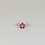 Platinum 0.56ct Round Ruby and Diamond Daisy Style Cluster Ring