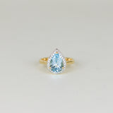 9ct Yellow Gold 2.46ct Pear Cut Blue Topaz and Diamond Dress Ring