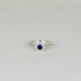 Platinum 0.30ct Round Sapphire and Diamond Cluster Ring