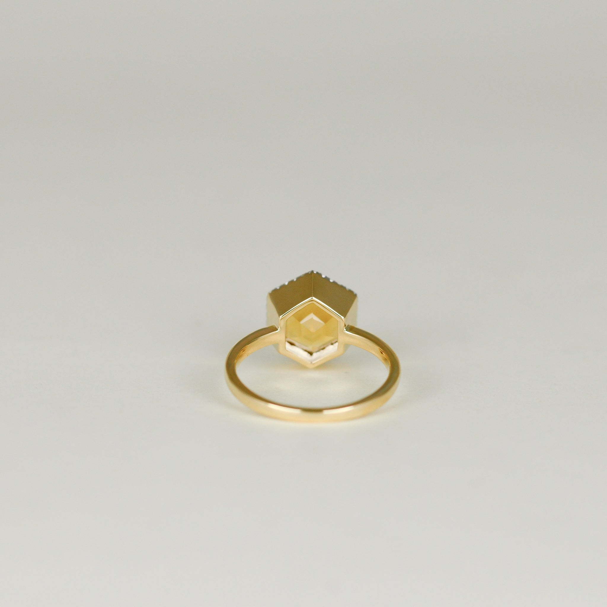 9ct Yellow Gold 2.11ct Hexagon Citrine and Diamond Dress Ring