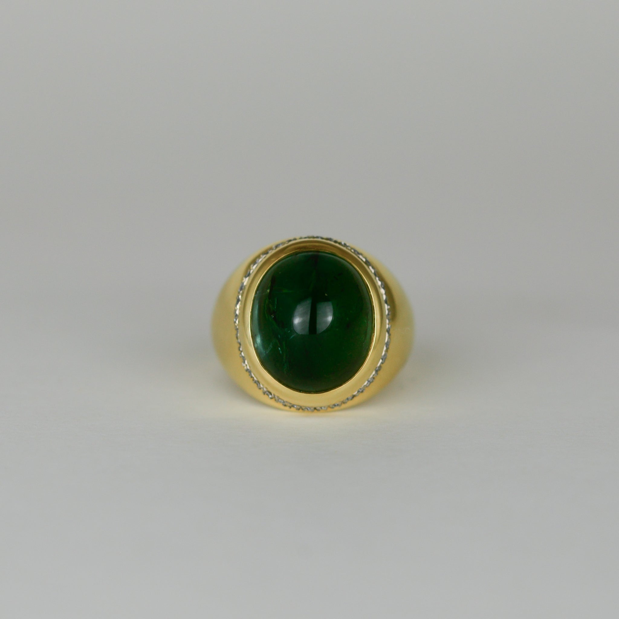 12.62ct Green Tourmaline & Diamond Ring - Anthony Paul Jewellery 12.62ct Green Tourmaline & Diamond Ring - Anthony Paul Jewellery