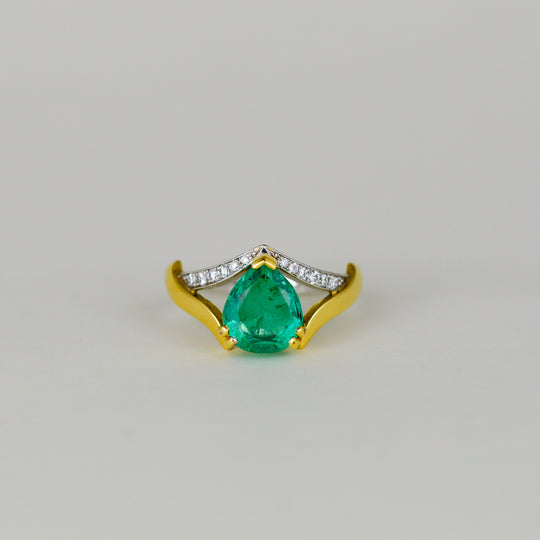 18ct Yellow and White Gold 2.55ct Emerald and Diamond Dress Ring