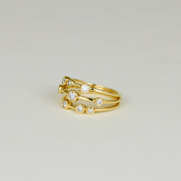 18ct Yellow Gold 0.33ct Round Scattered Diamond Dress Ring
