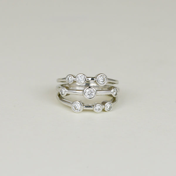 18ct White Gold 0.51ct Round Scattered Diamond Dress Ring