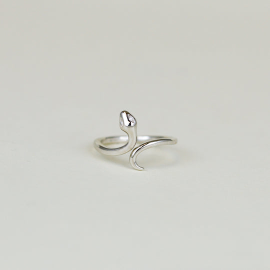 Platinum Snake Ring With Diamond Eyes