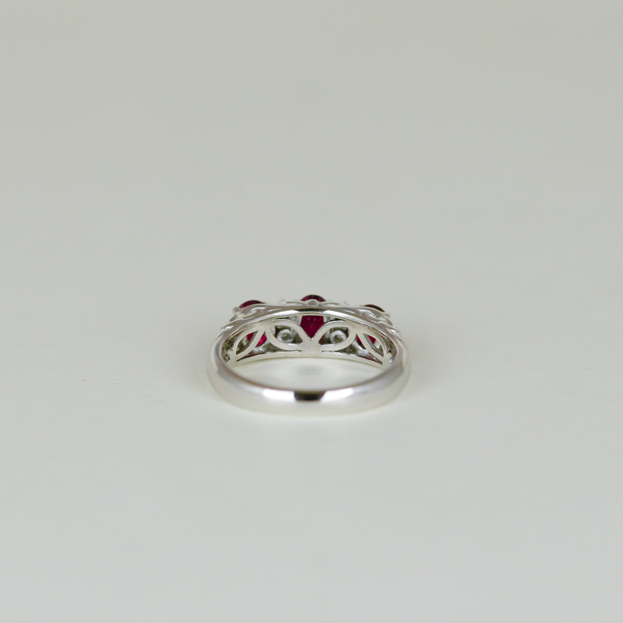 Platinum 1.50ct Oval Ruby and Diamond Dress Ring