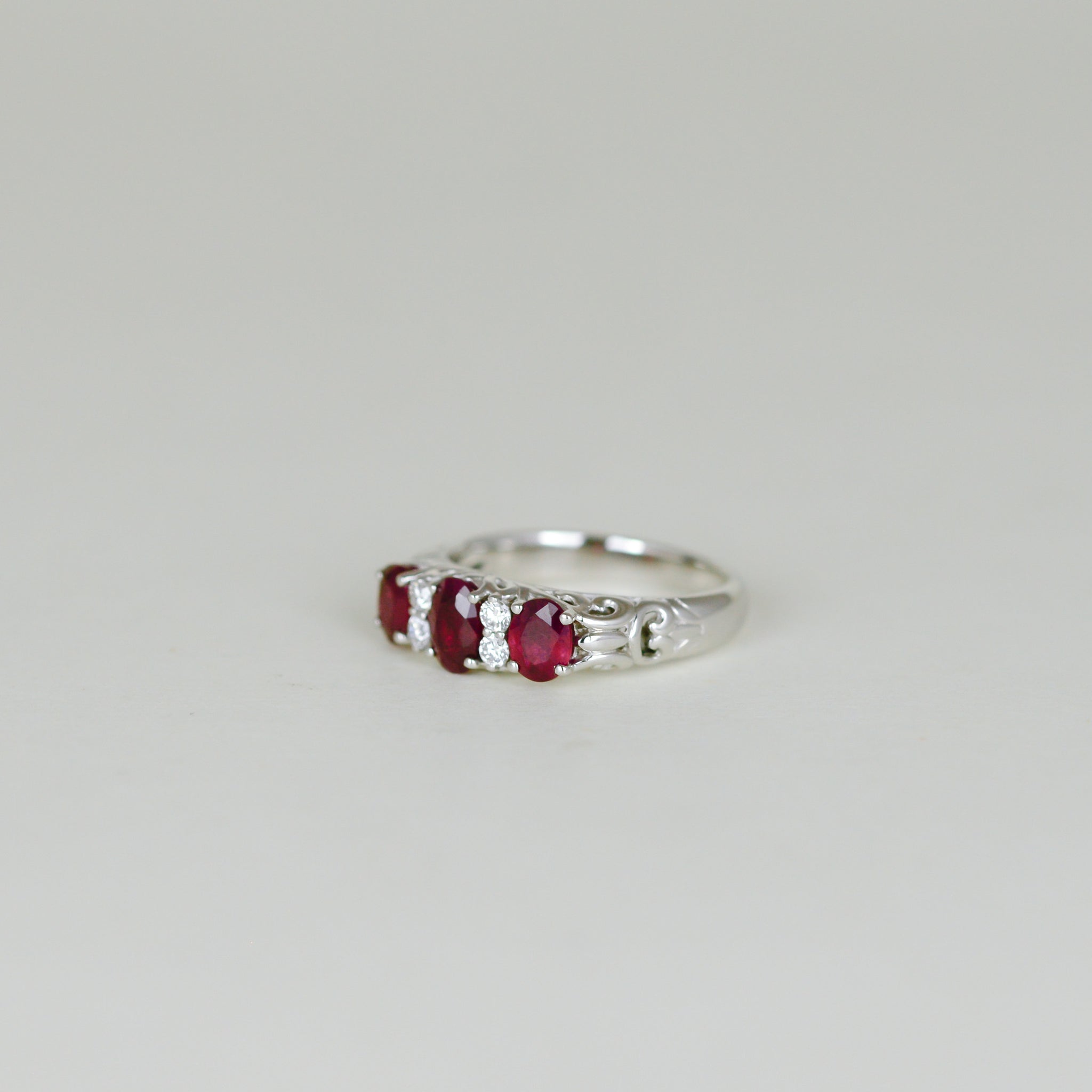 Platinum 1.50ct Oval Ruby and Diamond Dress Ring