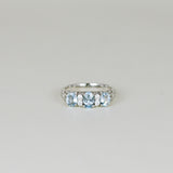 Platinum 1.02ct Oval Aquamarine and Diamond Dress Ring