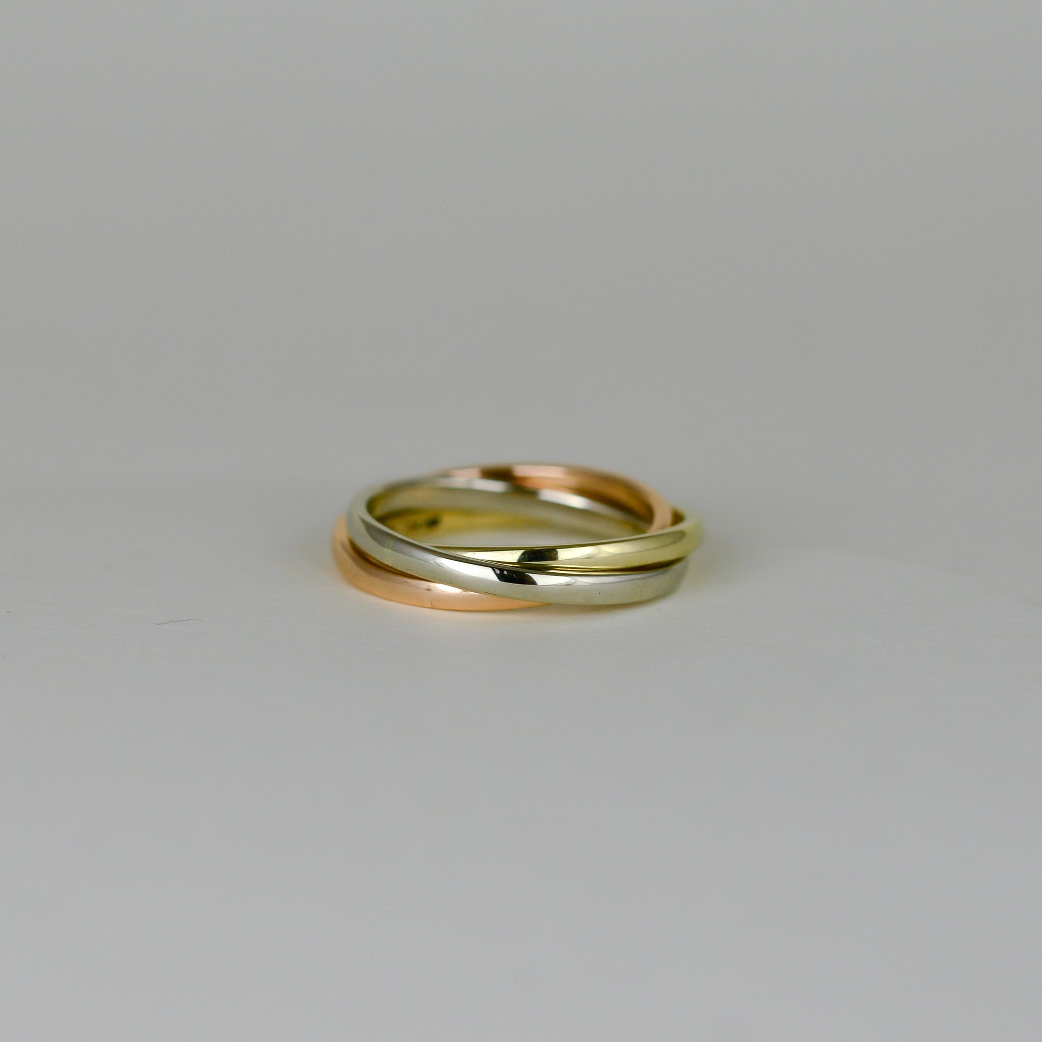 9ct Yellow, White and Rose Gold 2mm Trilogy Band