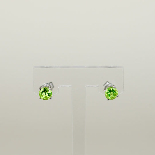 9ct White Gold 1.20ct Round Peridot Earrings