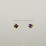 9ct Yellow Gold 1.84ct Cushion Cut Amethyst Earrings