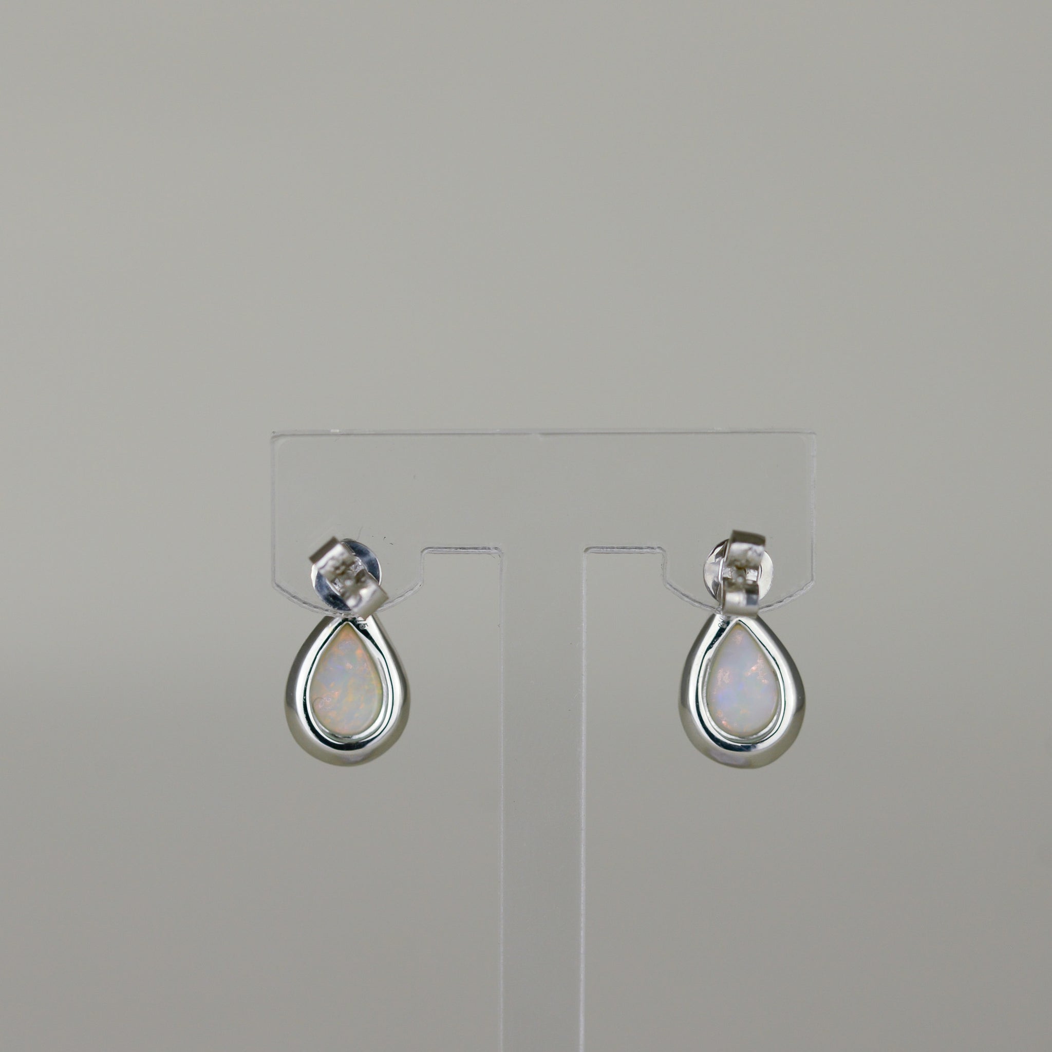 9ct White Gold 1.49ct Pear Opal and Diamond Stud Earrings