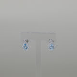 18ct White Gold 0.67ct Pear Aquamarine and Diamond Stud Earrings