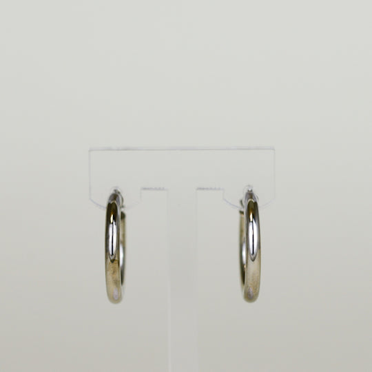 9ct White Gold Chunky Medium 20mm Hoop Earrings