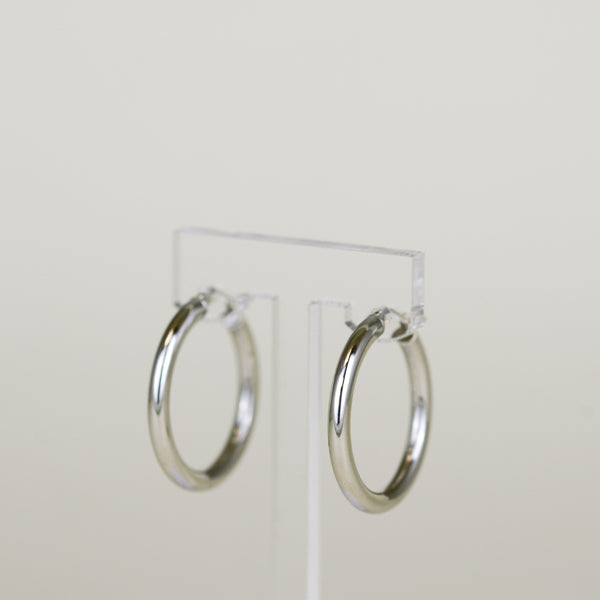 9ct White Gold Chunky Large 25mm Hoop Earrings