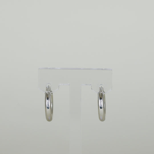 9ct White Gold Small 15mm Hoop Earrings