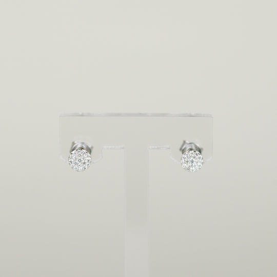 18ct White Gold 0.21ct Round Brilliant Diamond Illusion Stud Earrings