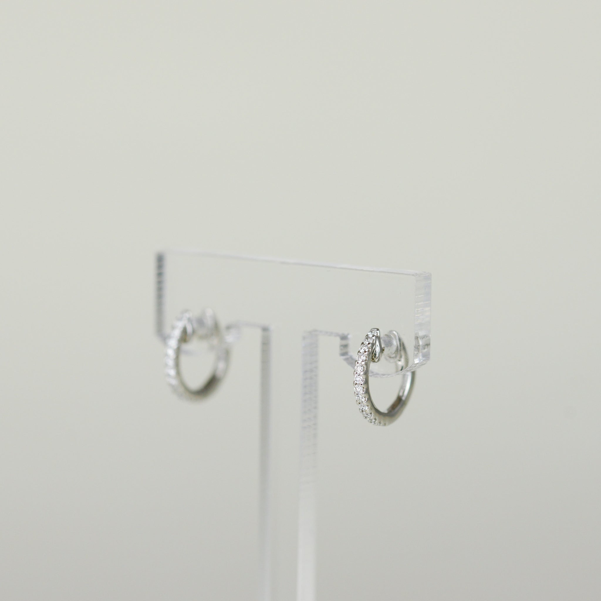 18ct White Gold 0.15ct Round Brilliant Diamond Hoop 'Huggie' Earrings