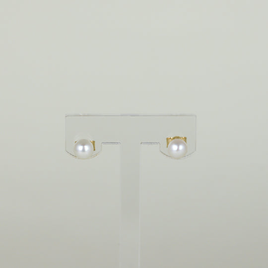9ct Yellow Gold 5mm Button Freshwater Pearl Stud Earrings