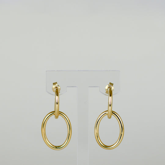 9ct Yellow Gold Double Hoop Drop Earrings
