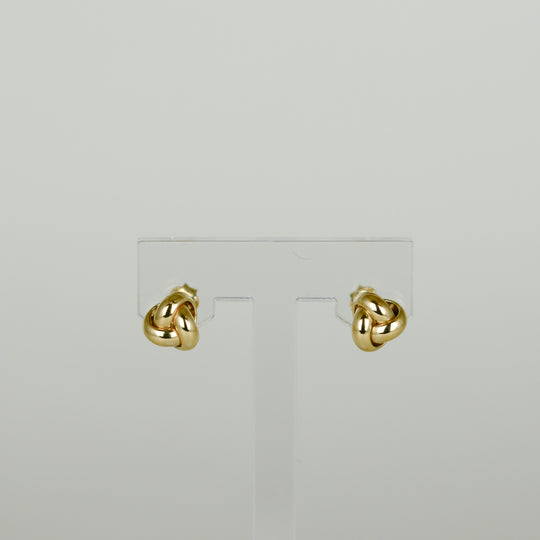 9ct Yellow Gold D-Section Knot Stud Earrings