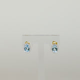 9ct Yellow Gold 1.95ct Oval Blue Topaz and Diamond Stud Earrings Front