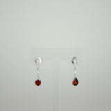 18ct White Gold 0.93ct Pear Garnet and Diamond Drop Earrings