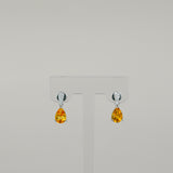 9ct White Gold 1.27ct Pear Citrine and Diamond Drop Earrings