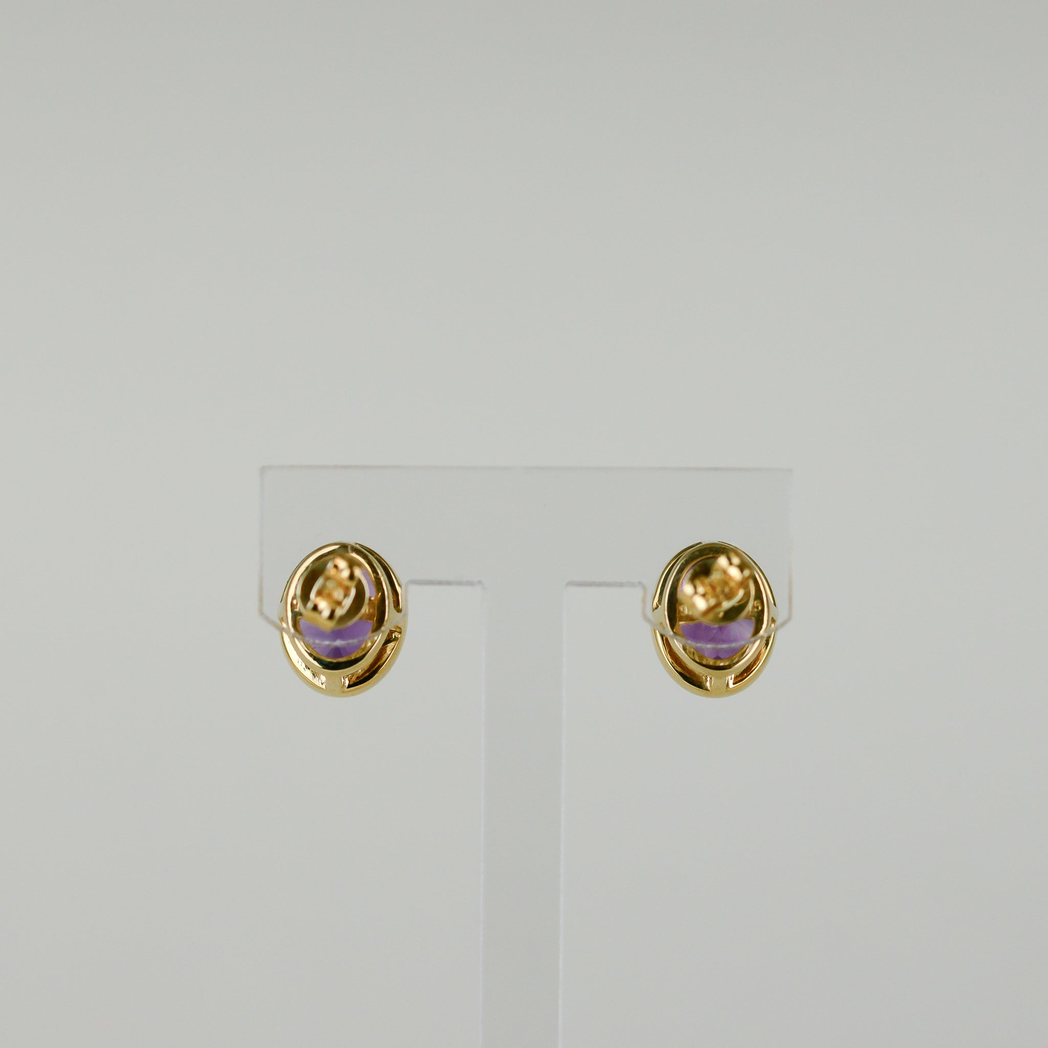 9ct Yellow Gold 2.98ct Rub Set Oval Amethyst Stud Earrings
