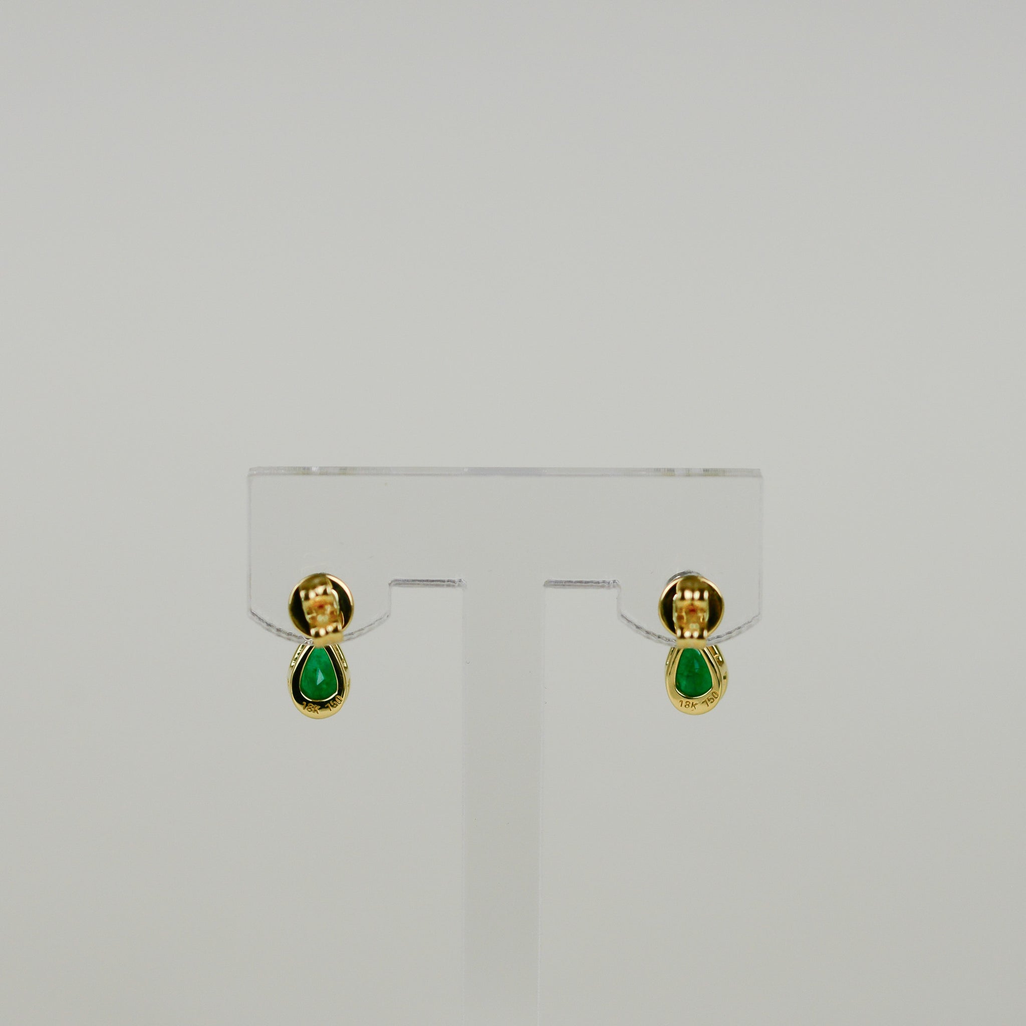18ct Yellow & White Gold 0.39ct Emerald and Diamond Drop Earrings