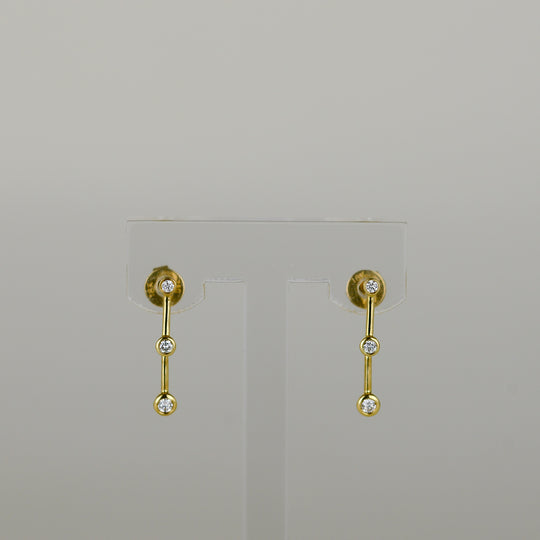 18ct Yellow Gold 0.15ct Rub Set Diamond Drop Earrings