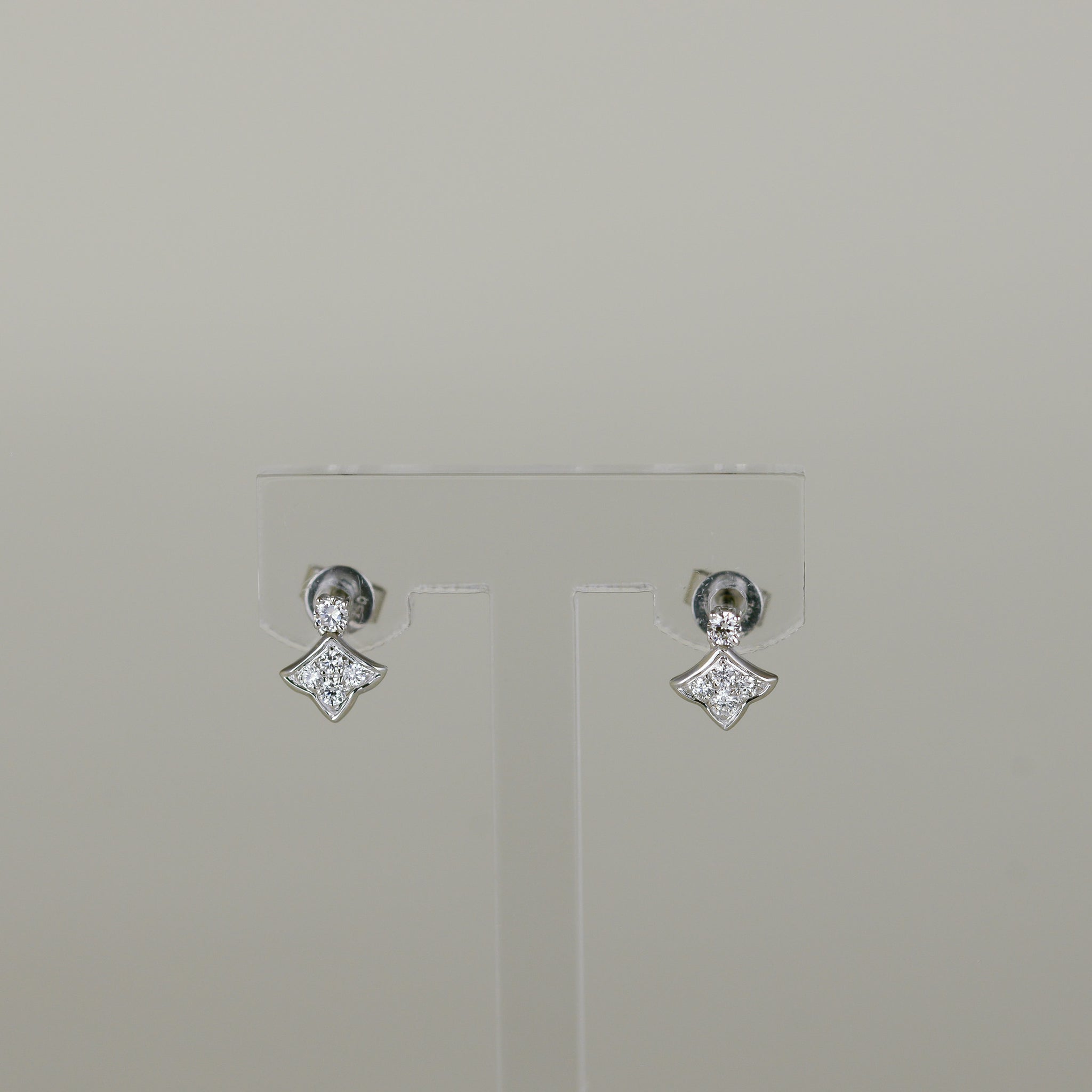 18ct White Gold 0.20ct Diamond Stud Mini Drop Earrings