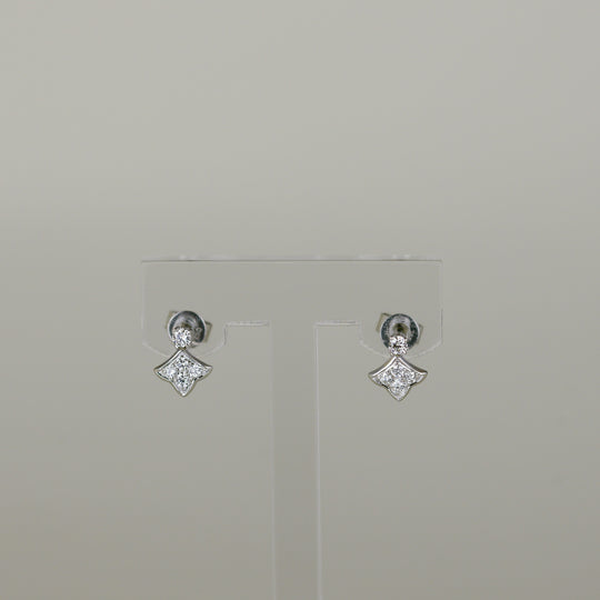 18ct White Gold 0.20ct Diamond Stud Mini Drop Earrings