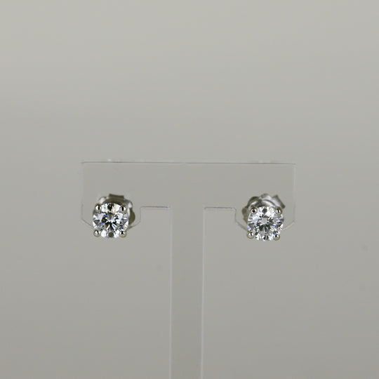 Platinum 1.40ct Classic Round Brilliant Cut Diamond Stud Earrings