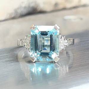 Aquamarine Art Deco Ring