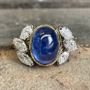 Cabochon Sapphire and Marquise Ring