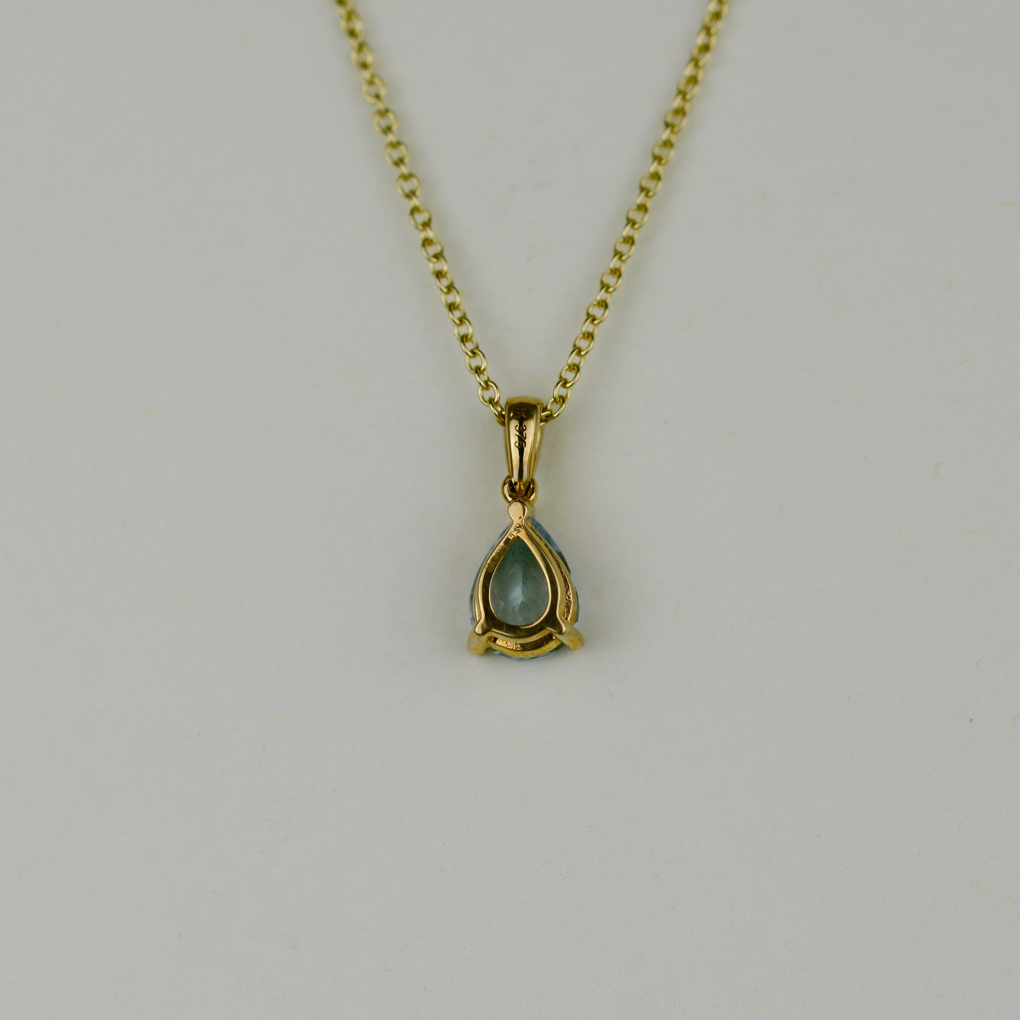 9ct Yellow Gold 0.88ct Pear Aquamarine and Diamond Pendant