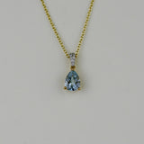 9ct Yellow Gold 0.88ct Pear Aquamarine and Diamond Pendant