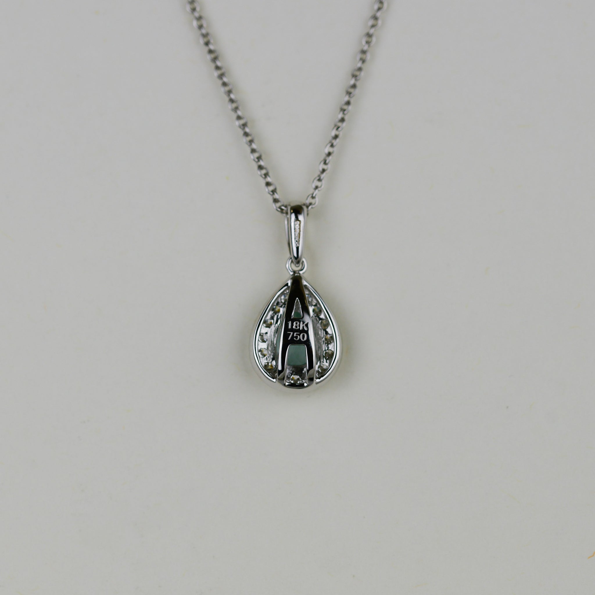 18ct White Gold 0.51ct Pear Aquamarine and Diamond Pendant