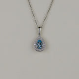 18ct White Gold 0.51ct Pear Aquamarine and Diamond Pendant