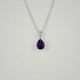 9ct White Gold 1.14ct Pear Amethyst and Diamond Pendant