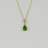 9ct Yellow Gold 1.38ct Pear Peridot and Diamond Pendant